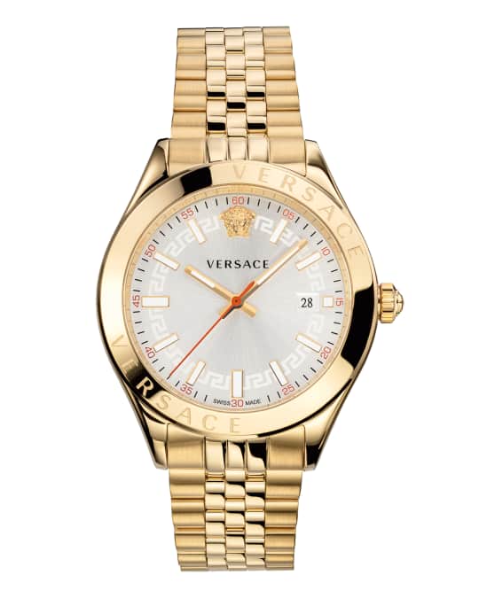 Versace Men's 42mm Hellenyium Gold IP Bracelet Watch | Neiman Marcus