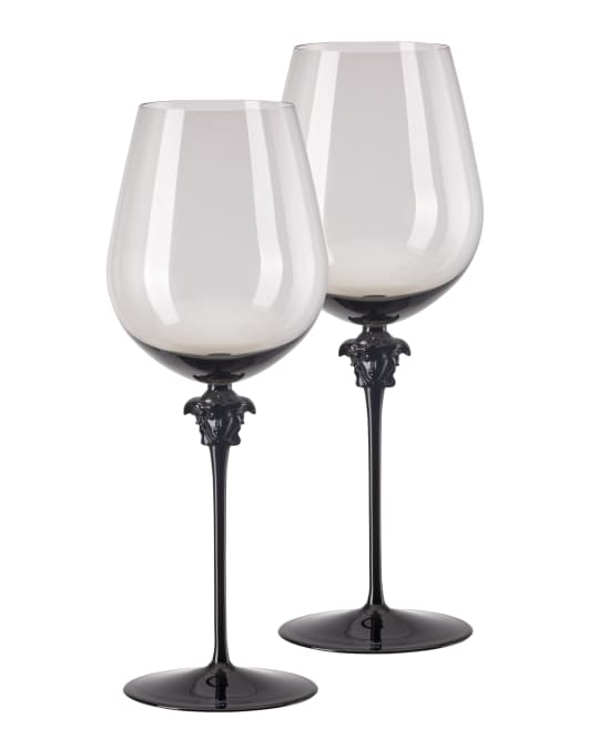 Versace Medusa Lumiere Short Stem Haze White Wine Glasses, Set of 2