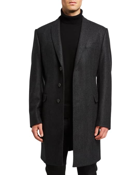 Emporio Armani Men s Herringbone Wool Topcoat Neiman Marcus