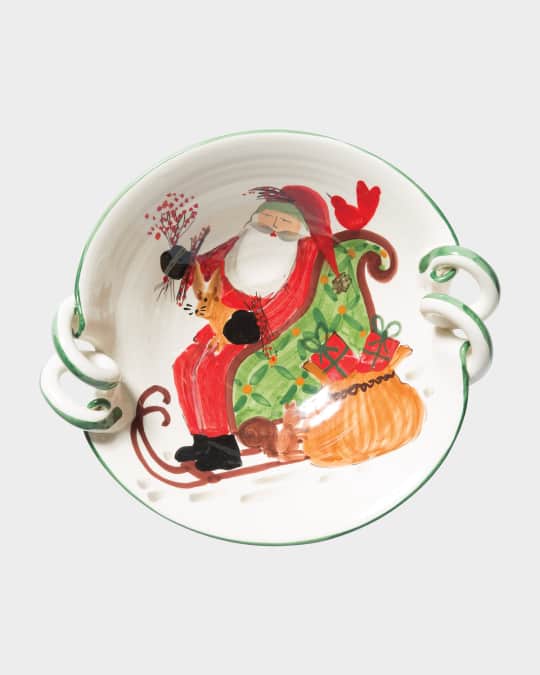 Old St. Nick Scallop Handled Bowl with Sleigh