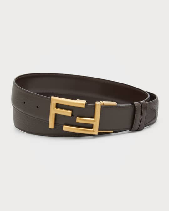 Fendi Men s FF Buckle Leather Belt Neiman Marcus