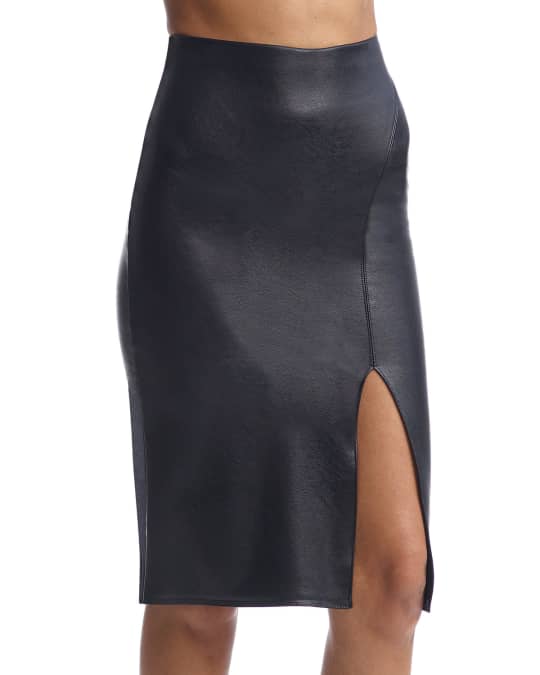 slim fit dress slacks Black Faux Leather High Waist Pencil Skirt