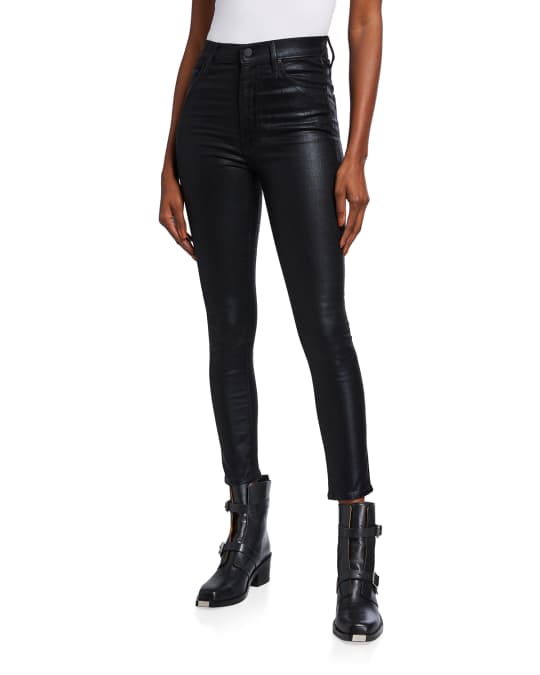 L'Agence Margot Coated High-Rise Skinny Ankle Jeans