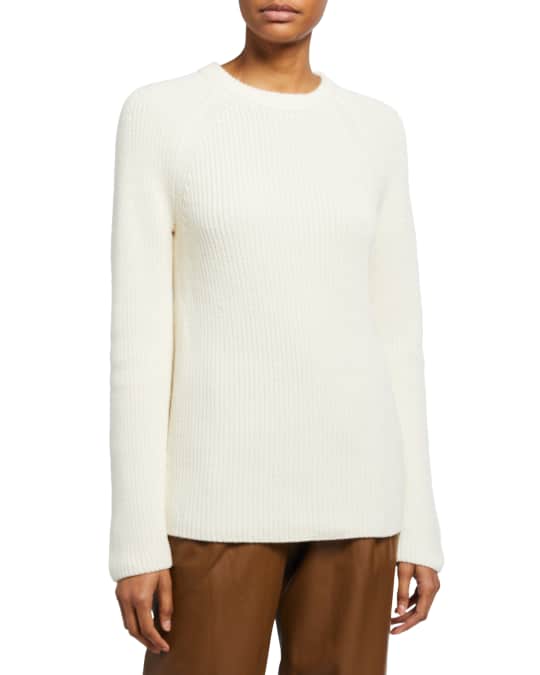 Ribbed Raglan Sleeve Crewneck Sweater