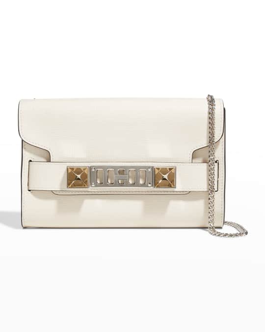 Gold Metallic Leather Clutch Bag With Chain Strap, CALLIE, Pre-Fall