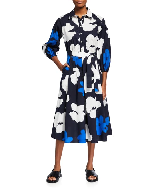 Piazza Sempione Floral Pleated ALine Midi Dress Neiman Marcus