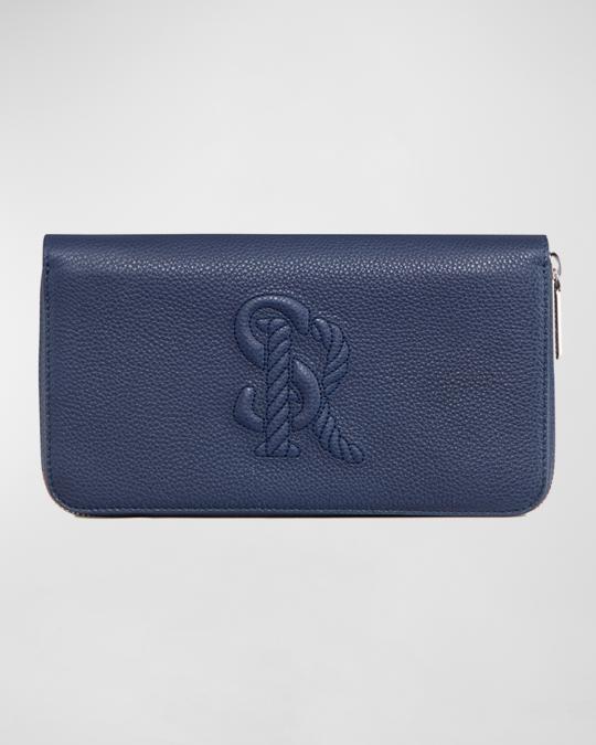 Stefano Ricci Men's Small Embossed Logo Leather Zip Wallet | Neiman Marcus