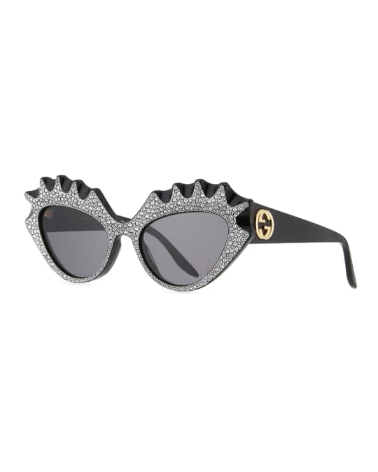 Gucci Hollywood Forever Irregular Acetate Cat-Eye Sunglasses