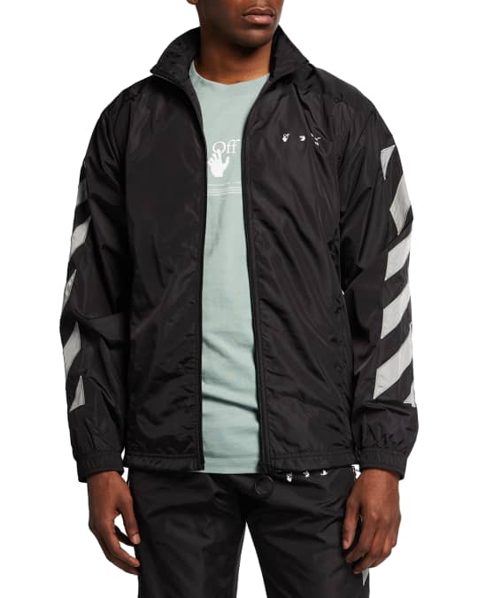 Off-White Men's Diagonal-Stripe Nylon Track Jacket Neiman Marcus