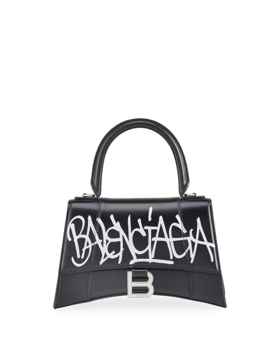 Balenciaga Hourglass Leather Graffiti Top-Handle Bag | Neiman Marcus
