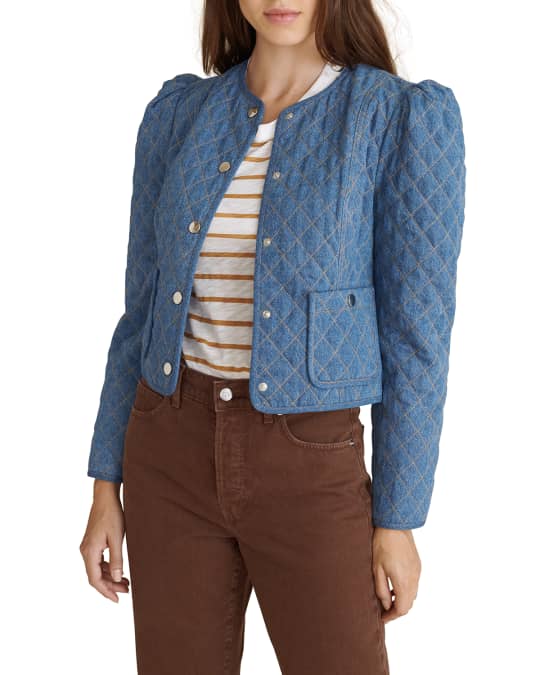 Veronica Beard Camilla Quilted Denim Jacket Neiman Marcus