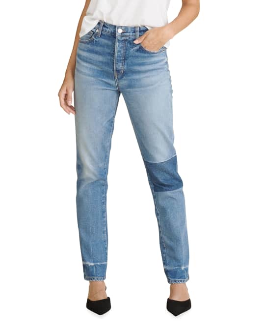 Veronica Beard Jeans Ryleigh High-Rise Patched Straight-Leg Jeans ...
