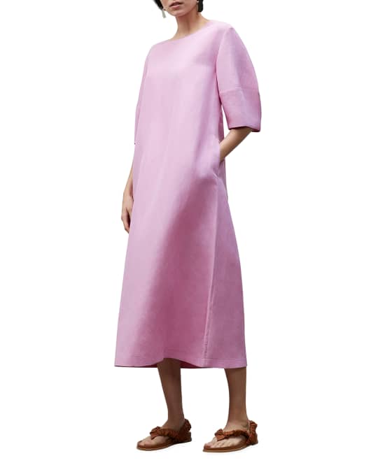 Lafayette 148 New York Cait Elbow-Sleeve Midi Dress | Neiman Marcus