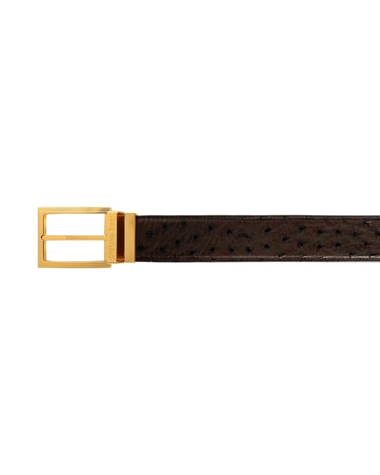 Stefano Ricci Men's Ostrich Leather Belt | Neiman Marcus