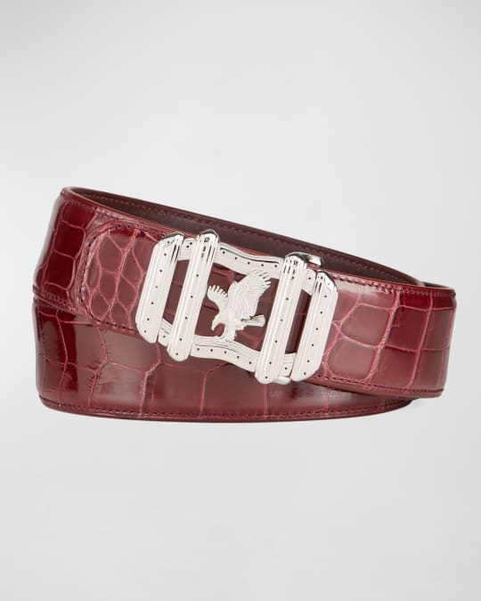 Stefano Ricci Men s Signature Eagle Buckle Crocodile Belt Neiman Marcus