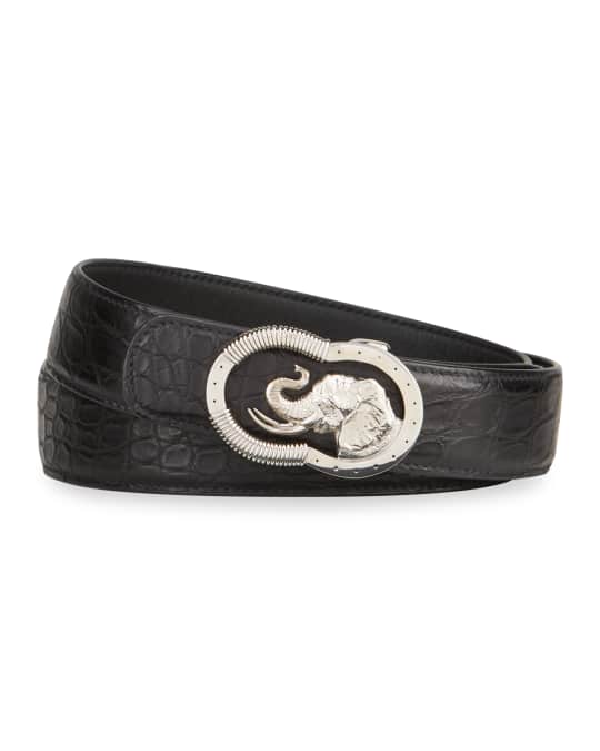 Stefano Ricci Men s Elephant Buckle Crocodile Belt Neiman Marcus