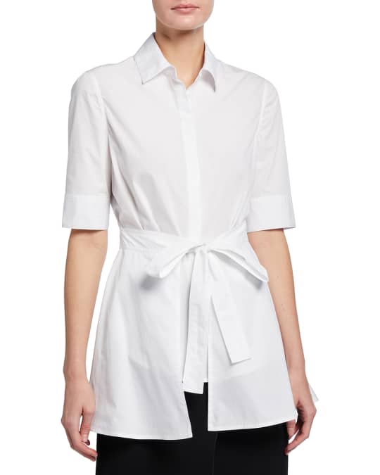 Short-Sleeve Apron Wrap Shirt