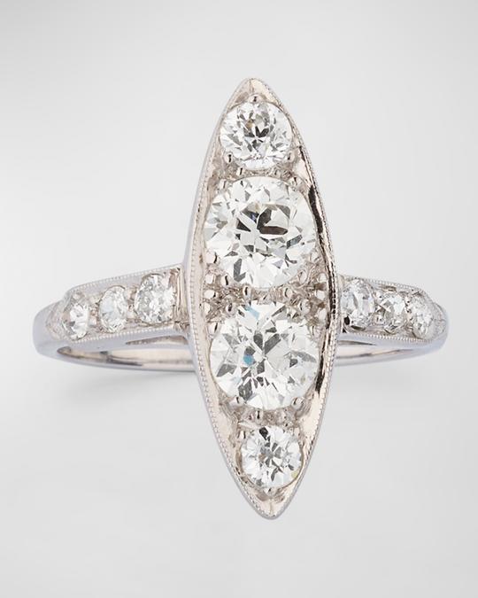 NM Estate Estate Platinum Diamond Art Deco Duchess Dinner Ring, Size 6. ...