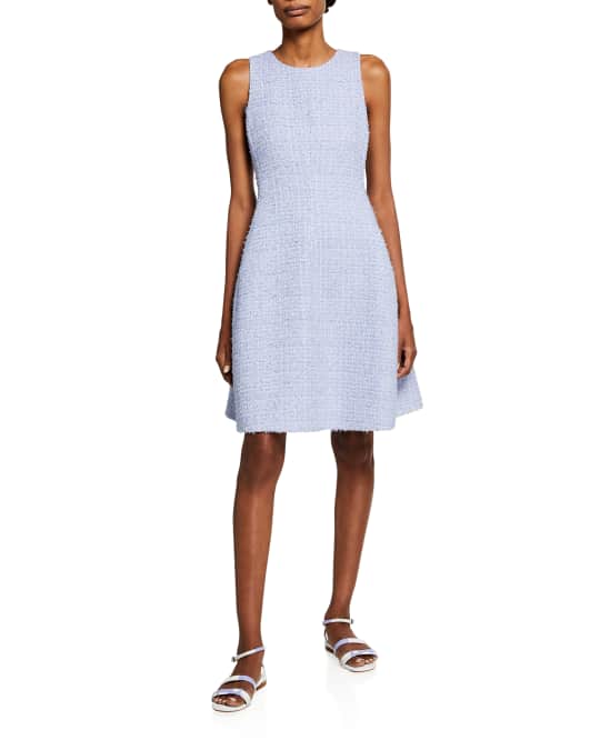 Emporio Armani Sleeveless Tweed A-Line Dress | Neiman Marcus