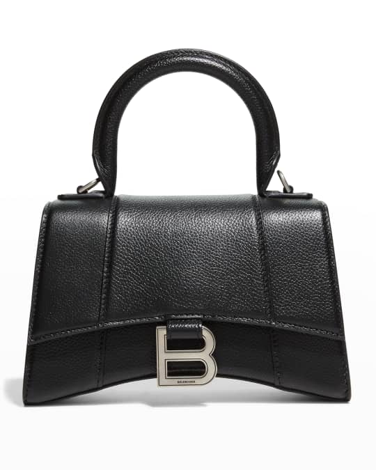 Hourglass XS Grained Leather Top Handle Bag