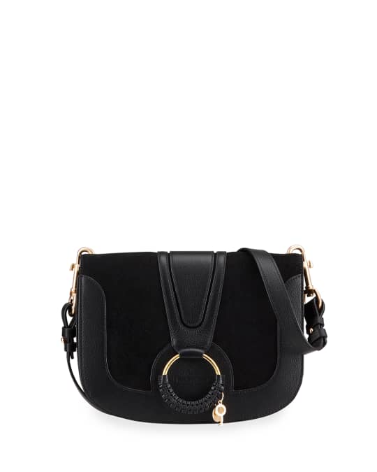 See by Chloe Hana Large Suede Leather Crossbody Bag Black