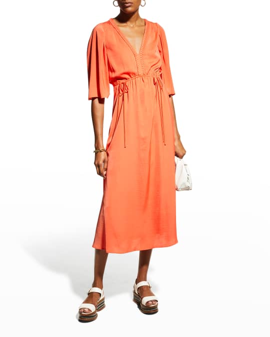 Kobi Halperin Tonya Cinched-Waist Midi Dress | Neiman Marcus