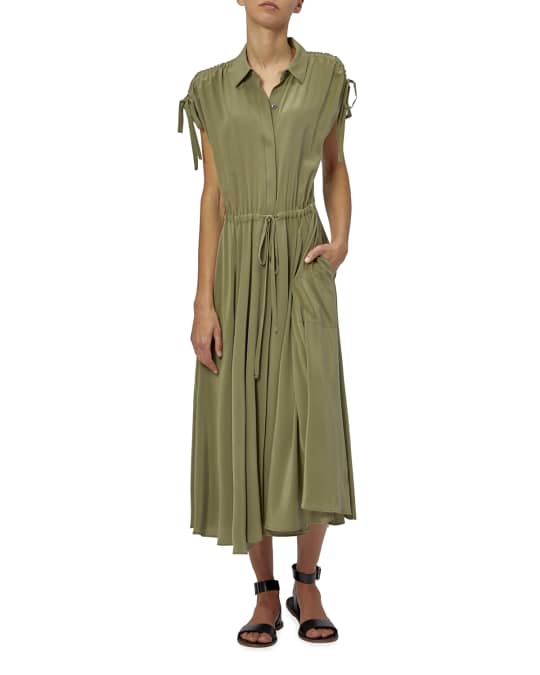 Equipment Didier ShortSleeve Collared Silk Dress Neiman Marcus