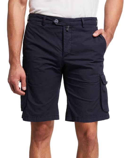Men's Cotton-Blend Cargo Shorts, Blue | Marcus