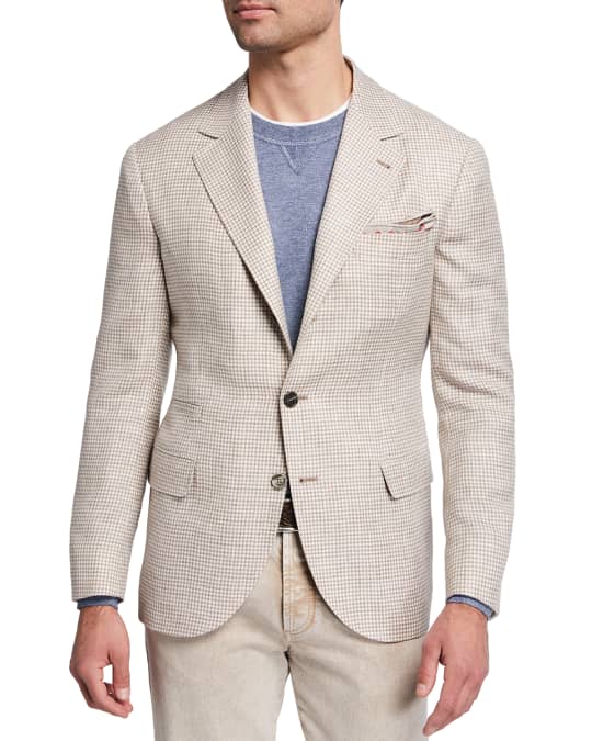 Brunello Cucinelli Men's Houndstooth Linen-Blend Sport