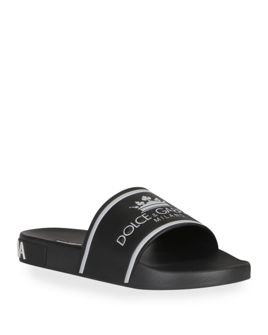 Dolce Gabbana Men s DG Milano Logo Pool Slide Sandals Neiman Marcus