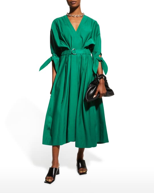 3.1 Phillip Lim Belted 3/4-Sleeve Jersey Long Dress | Neiman Marcus