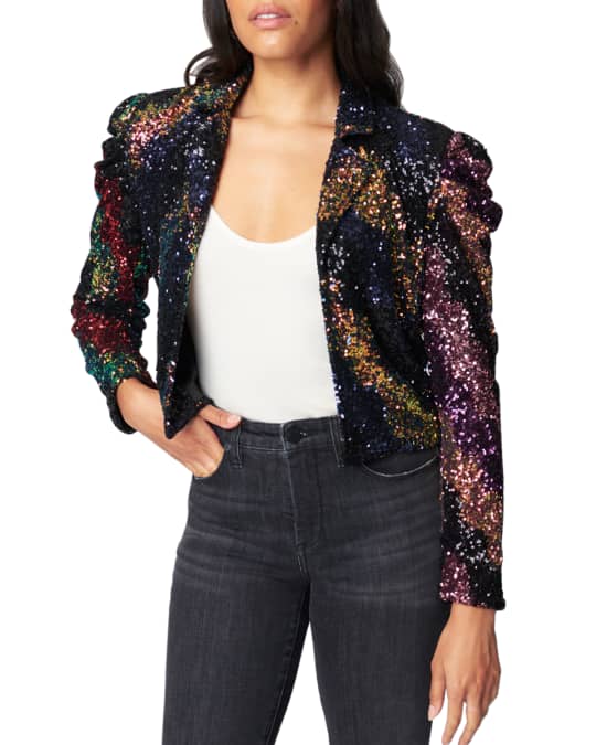 Blank NYC Cover Girl Sequined Puff-Sleeve Jacket | Neiman Marcus
