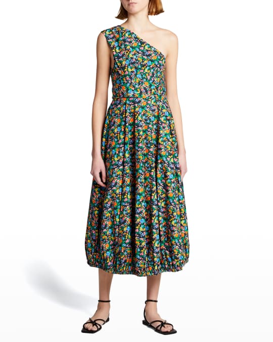 Sabine Floral One Shoulder Midi Dress