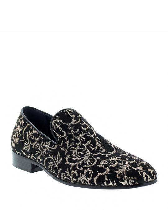Robert Graham loafers. Size 9. Black/silver Metallic Embroidered Smoking Loafer Robert Graham Big & Tall Nori Embossed Skull Loafers in  main image 4