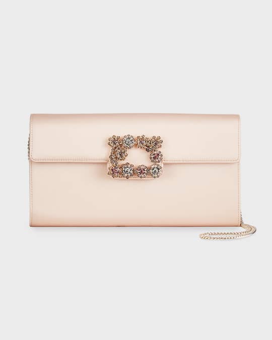 ハンドバッグ Roger Vivier Envelope Flap Flower Buckle Handbag Roger Vivier Flower Buckle Satin Envelope Flap Bag | Neiman