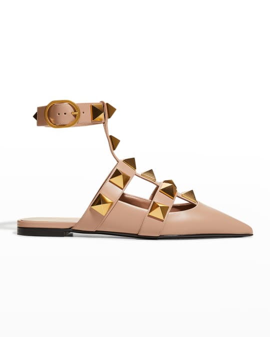 【VALENTINO GARAVANI】 ROMAN STUD FLAT BALLERINAS Valentino Garavani Roman Stud Ankle-Cuff Ballerina Flats
