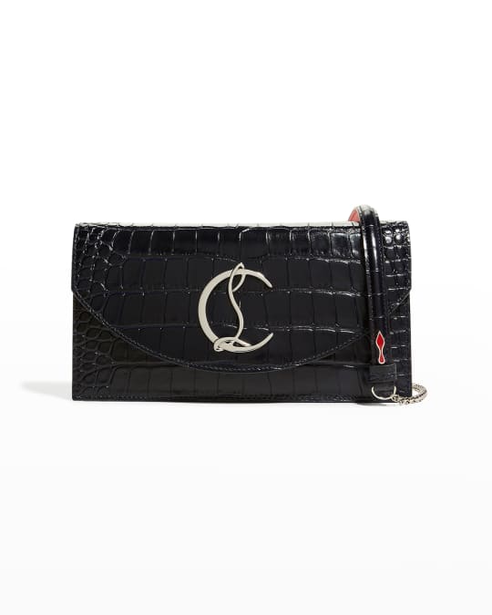 CHRISTIAN LOUBOUTIN: clutch bag in embossed leather - Black