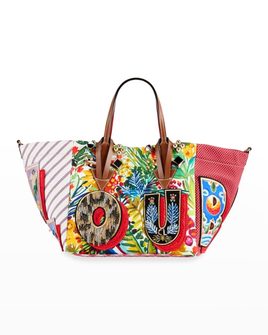 Christian Louboutin Caracaba Small Mix-Print Tote Bag | Neiman Marcus