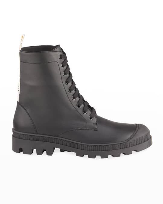 Men s Leather Lug Sole Combat Boots