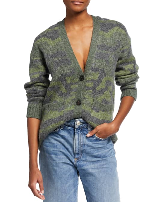 Rails Runi V Neck Camo Jacquard Cardigan Neiman Marcus