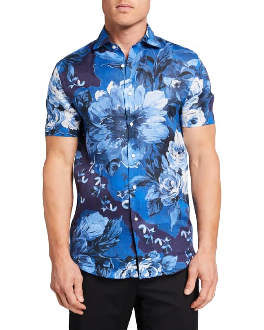 Ralph Lauren Purple Label／リネンタイ／フローラル／伊製 Ralph Lauren Purple Label Men's Amalfi Floral-Print Sport Shirt