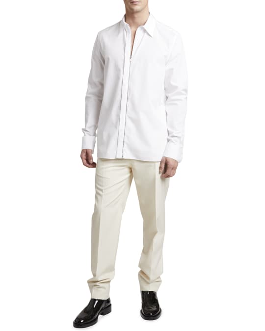 Zip-Front Poplin Shirt