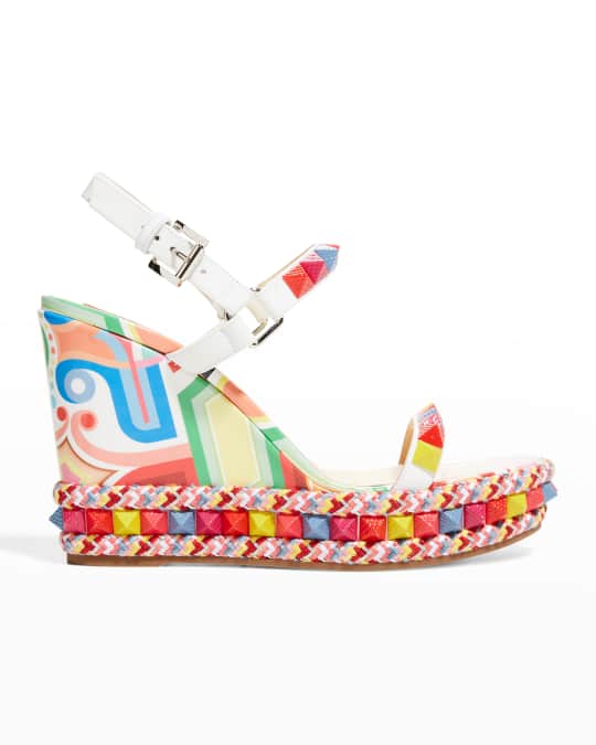 Christian Louboutin Pyraclou Printed Multi-Spike Red Sole Espadrille ...