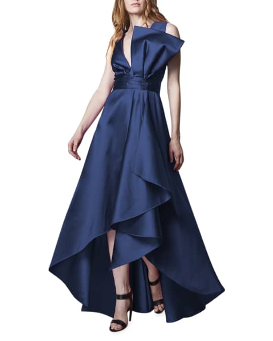 Sachin Babi Sleeveless V Neck High Low Mikado Gown Neiman Marcus
