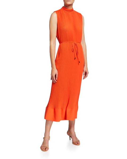 Milly Melina Long Pleated Georgette Dress | Neiman Marcus