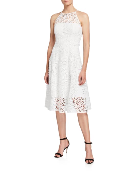 Milly Alessia Embroidered Lace Halter Dress | Neiman Marcus