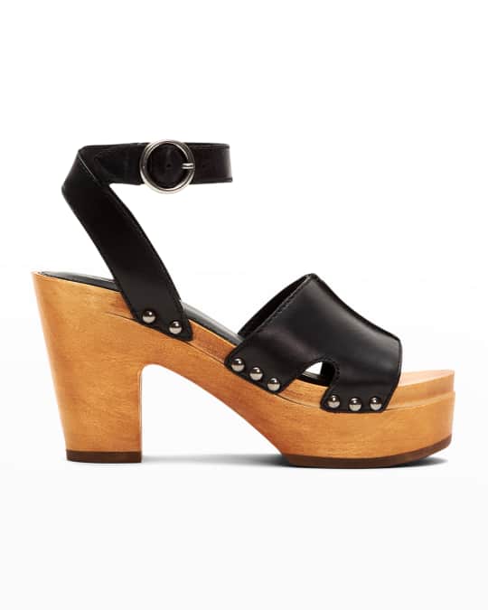 Frye Zelda Leather Clog High-Heel Sandals | Neiman Marcus
