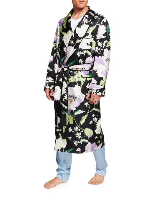 TOM FORD Men's Silk Grand Poppy Floral-Print Robe | Neiman Marcus
