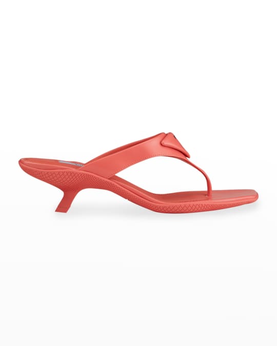 Prada Leather Kitten Heel Thong Sandals Neiman Marcus