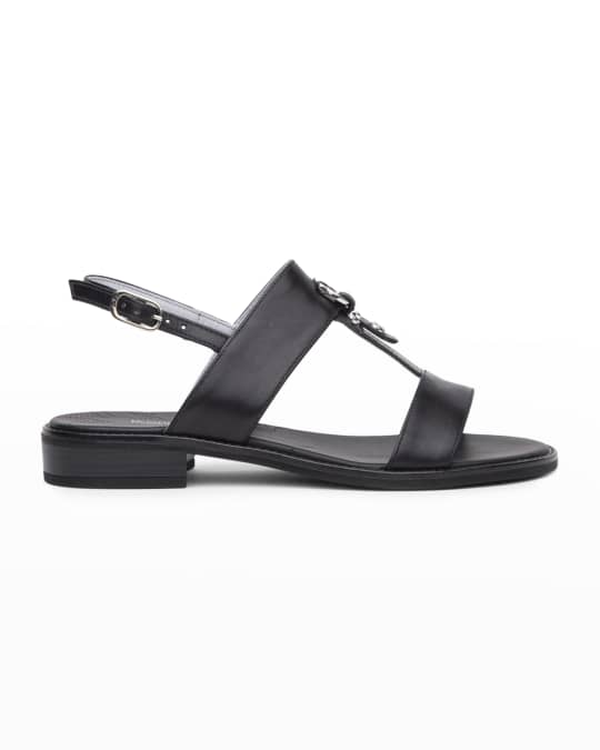 NeroGiardini City Buckle Ankle-Strap Flat Sandals | Neiman Marcus